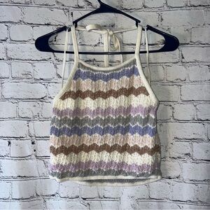 American Eagle Crotchet Cropped Halter Top Multicolor Size Small